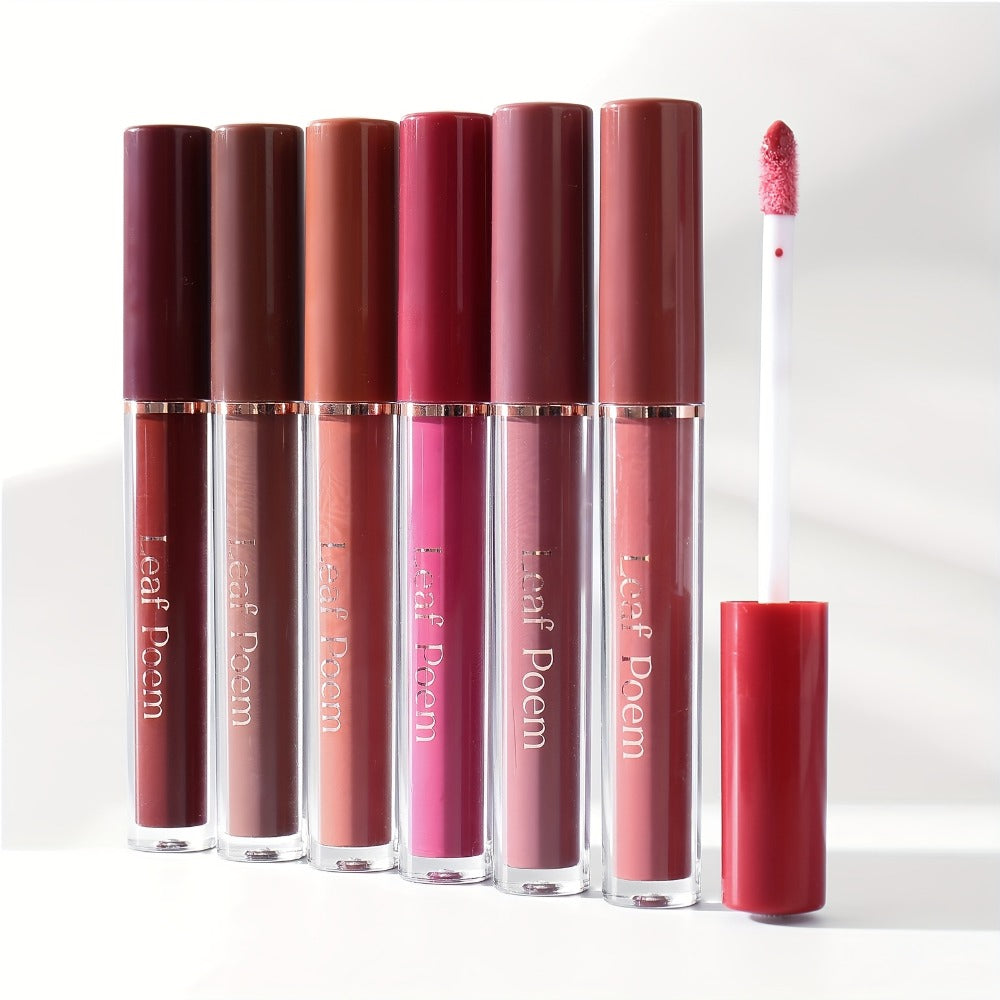 Lip Gloss Set by Leaf Poem with 12 Mixed Lip Colors, Slim Tube Applicators and Presentation Box
