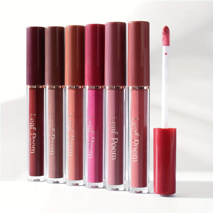 Lip Gloss Set by Leaf Poem with 12 Mixed Lip Colors, Slim Tube Applicators and Presentation Box