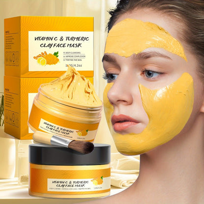 Turmeric Vitamin C Mud Mask 100ml - Deep Cleansing Pore Minimizer Brightening Firming Moisturizing Face Mask, Dark Spot Remover Radiant Skin Weekly Skincare for Women