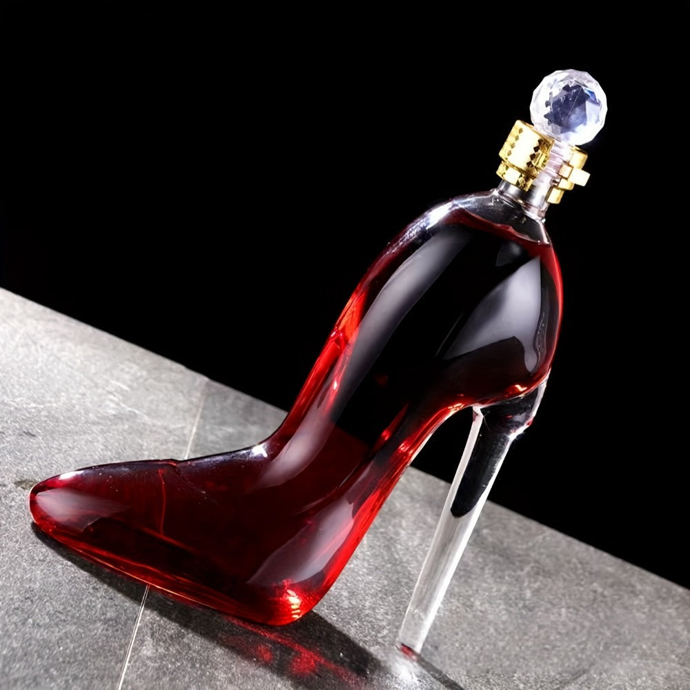 High Heel Shoe Decanter Crystal Glass with Stopper 26oz, Handmade Transparent Wine Decanter for Kitchen Dining Decor