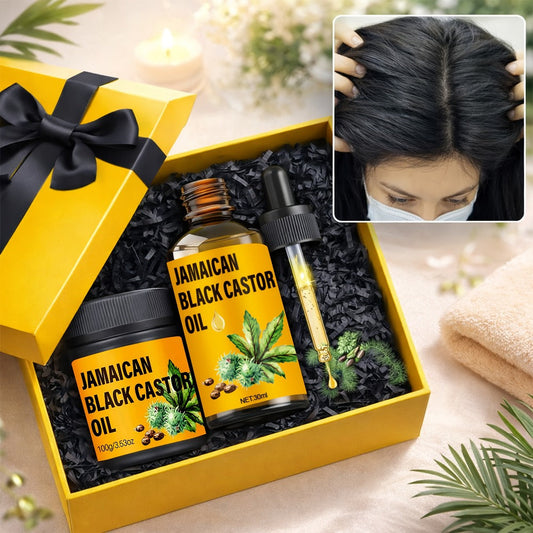 JBCO Hair Growth Set 2-Piece – Pure Cold-Pressed Jamaican Black Castor Oil & Nourishing Hair Cream, Scalp Moisturizer, Strengthens & Reduces Breakage, All Hair Types Women & Men