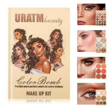 Eyeshadow Palette URATM Beauty 43-Color Book-Style Folding Makeup Kit with Eye and Face Color Pan Groups