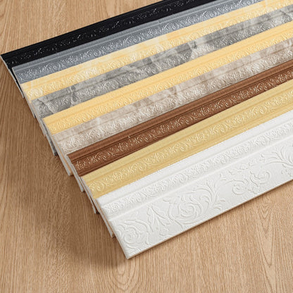 Carved Foam Baseboard Wall Trim Sticker in White, Silver Gray, Copper or Golden, Available in 4, 8 or 12 Rolls
