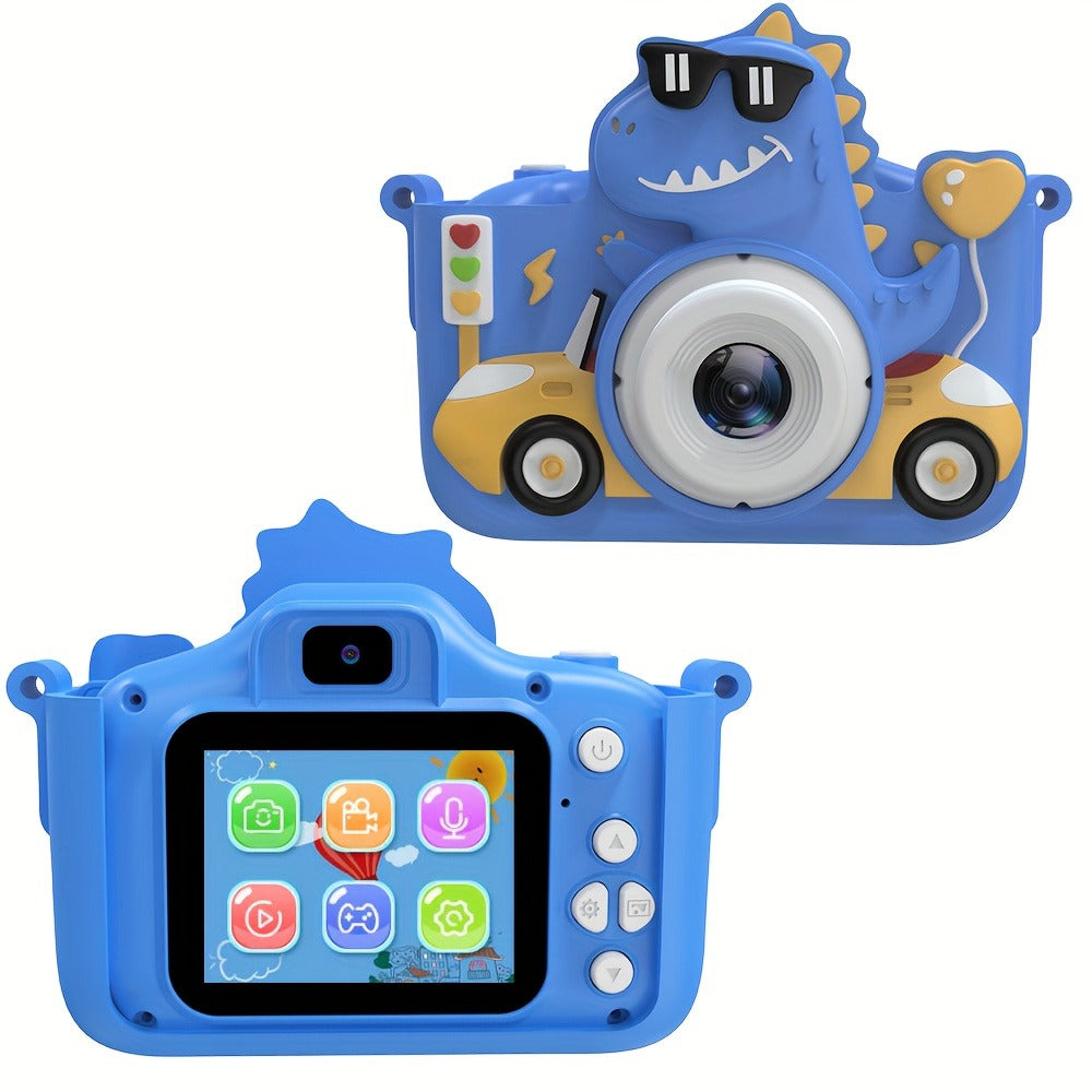Kids Digital Camera with Rear Screen, Cartoon Unicorn or Dinosaur Shell and Pink, Purple, Blue or Green Options