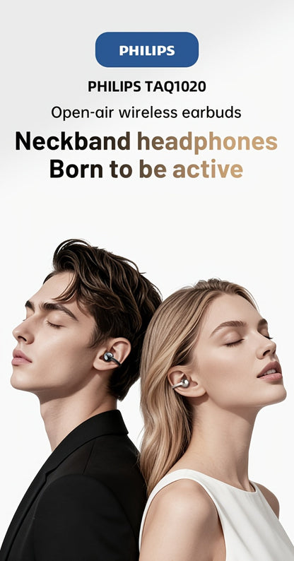 Philips TWS Ear Clip Sport Headset Hi-Fi Bass Stereo HD Calls Earhook Wireless Bluetooth for Music Gaming Business iOS Android Gift for Couples Valentine Black Gold