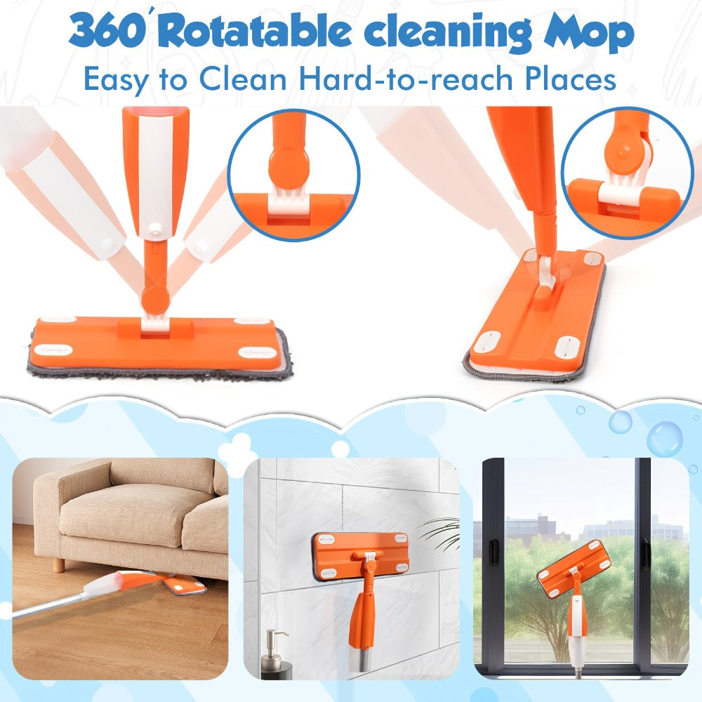 Children's Spray Mop Cleaning Toy Set with Water Sprayer & Washable Pad – Real Work Pretend Play Housekeeping Kit for Toddlers Girls Boys Ages 3 4 5 6 7 | Best Christmas Birthday Gift