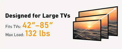 Heavy Duty TV Wall Mount 40-85 Inch 132 lbs – Full Motion Dual Articulating Arms, Tool-Free Tilt Swivel Extend Rotate Level, VESA 600x400mm, Fits 16" Studs, Steel Bracket for Large Flat Screen TVs