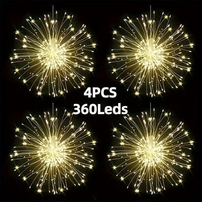 Solar Starburst Firework Light Set with 240, 360 or 450 LEDs, Remote and Eight Lighting Modes