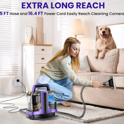 Portable Spot Cleaner for Carpet & Upholstery | Dual Brush Power Suction Stain Remover with Multifunctional Tools – Deep Cleans Sofa, Car Seats, Stairs & Pet Stains