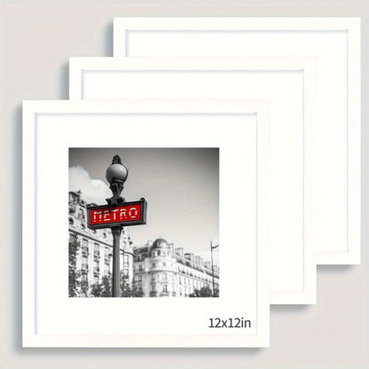 Three-Piece Square Picture Frame Set in Black or White with 8 x 8 or 12 x 12-Inch Wall Options