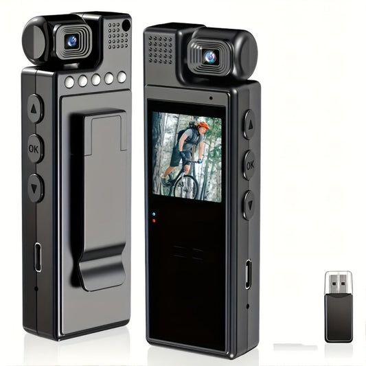 1080P HD Pocket Camcorder with 180° Rotatable Lens – Handheld Body Camera, USB Charging, Lightweight Compact Smart Recorder for Travel, Event Recording, Holidays & Birthday Gift (SD Card Not Included)