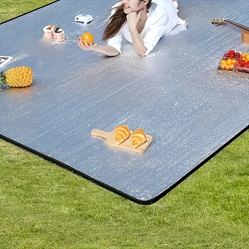 Camping Mat Extra Large 4 Person – Aluminum Foil EPE Foam Waterproof Picnic Blanket, Double-Sided Moisture-Proof Thermal Insulation Pad for Beach, Backyard & Outdoor