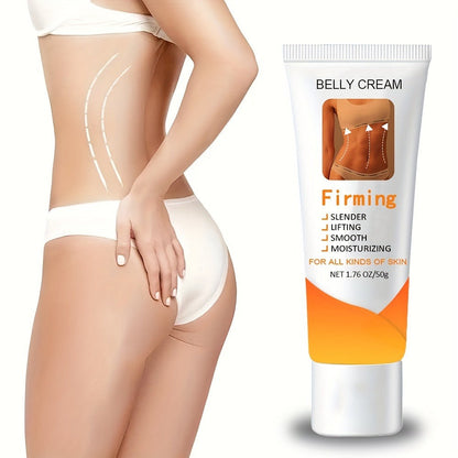 Body Moisturizer 50g Belly Cream in Squeeze Tube with White Cream Texture for Abdomen, Buttocks and Thigh Massage