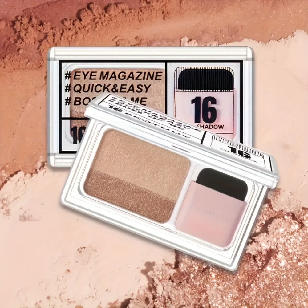 Duo Eyeshadow Palette Set 3 Pack — 2-Color Matte & Shimmer Blendable Eye Makeup with Applicator Brush, Smudge-Proof Long-Lasting Formula for Daily Wear Party Glam Gift for Women