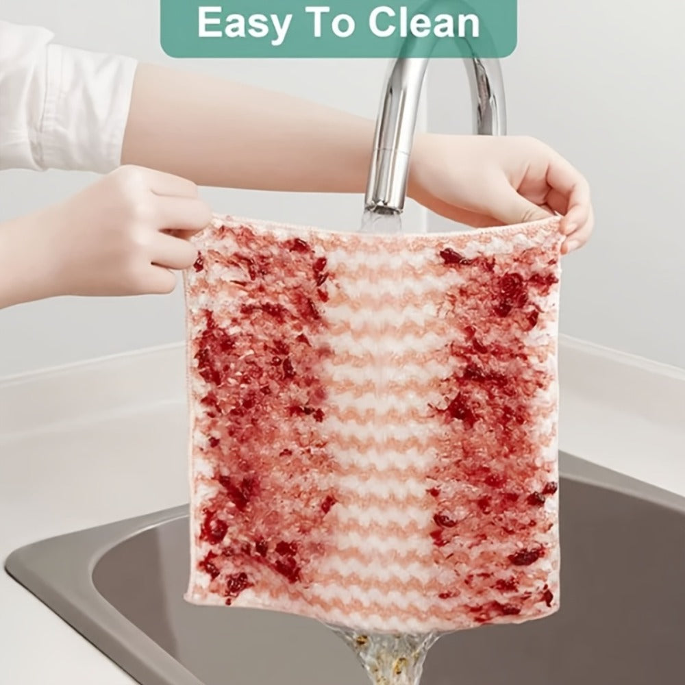 Eighteen-Pack Microfiber Cleaning Cloths with Knit Texture and Assorted Colors for Kitchen and Home Use
