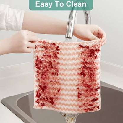 Eighteen-Pack Microfiber Cleaning Cloths with Knit Texture and Assorted Colors for Kitchen and Home Use