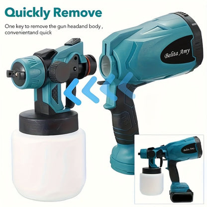 HVLP Paint Sprayer Electric Spray Gun with 3 Spray Patterns & 27oz Container – Cordless Airless Sprayer for House Painting, Furniture, Cabinets, Fence, Walls, Doors, Car DIY Projects