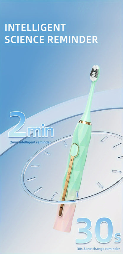 Sonic Electric Toothbrush IPX8 Waterproof USB Rechargeable with 10 Replacement Heads, Intelligent Timer, Travel Case & Charging Base – 5 Colors for Men & Women