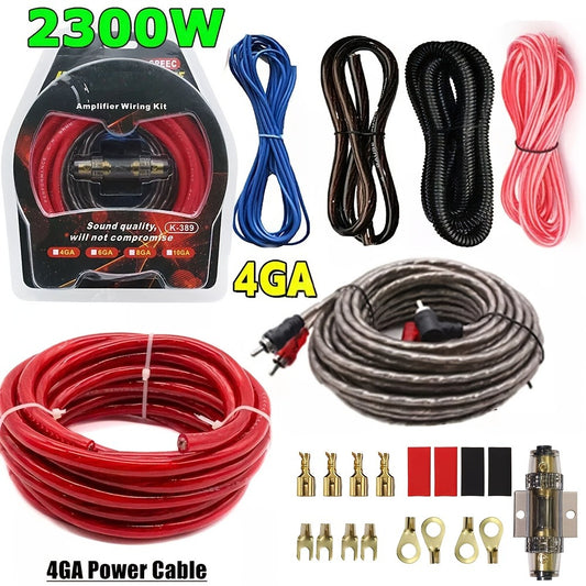 4 Gauge Amp Wiring Kit 2300W – Complete Car Audio Amplifier Install with RCA Cable, Subwoofer Wire, AGU Fuse Holder, Speaker & Remote Wire