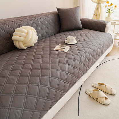 Sofa Cover Three-Piece Soundwave Embossed Set with Sofa Panel, Two Armrest Covers and Anti-Slip Mat