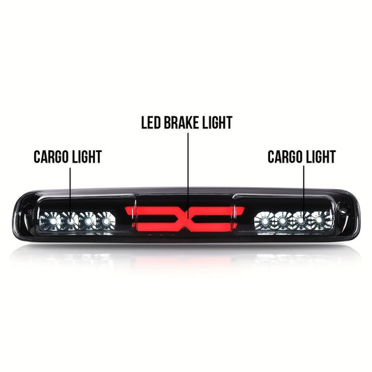 LED Third Brake Light High Mount Stop Lamp for 1999-2007 Chevy Silverado GMC Sierra 1500 2500 3500 HD with Turn Signal & Reverse Light Smoky Lens Black Housing
