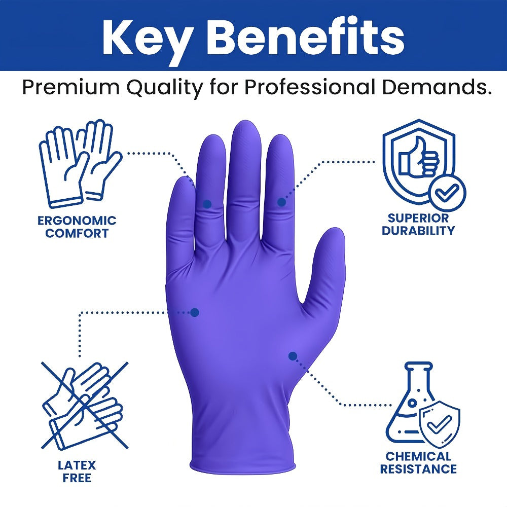 Disposable Nitrile Gloves 500pcs Dark Purple 4.5 Mil Latex-Free Powder-Free S/M/L/XL Kitchen Cleaning Pet Care Multi-Purpose