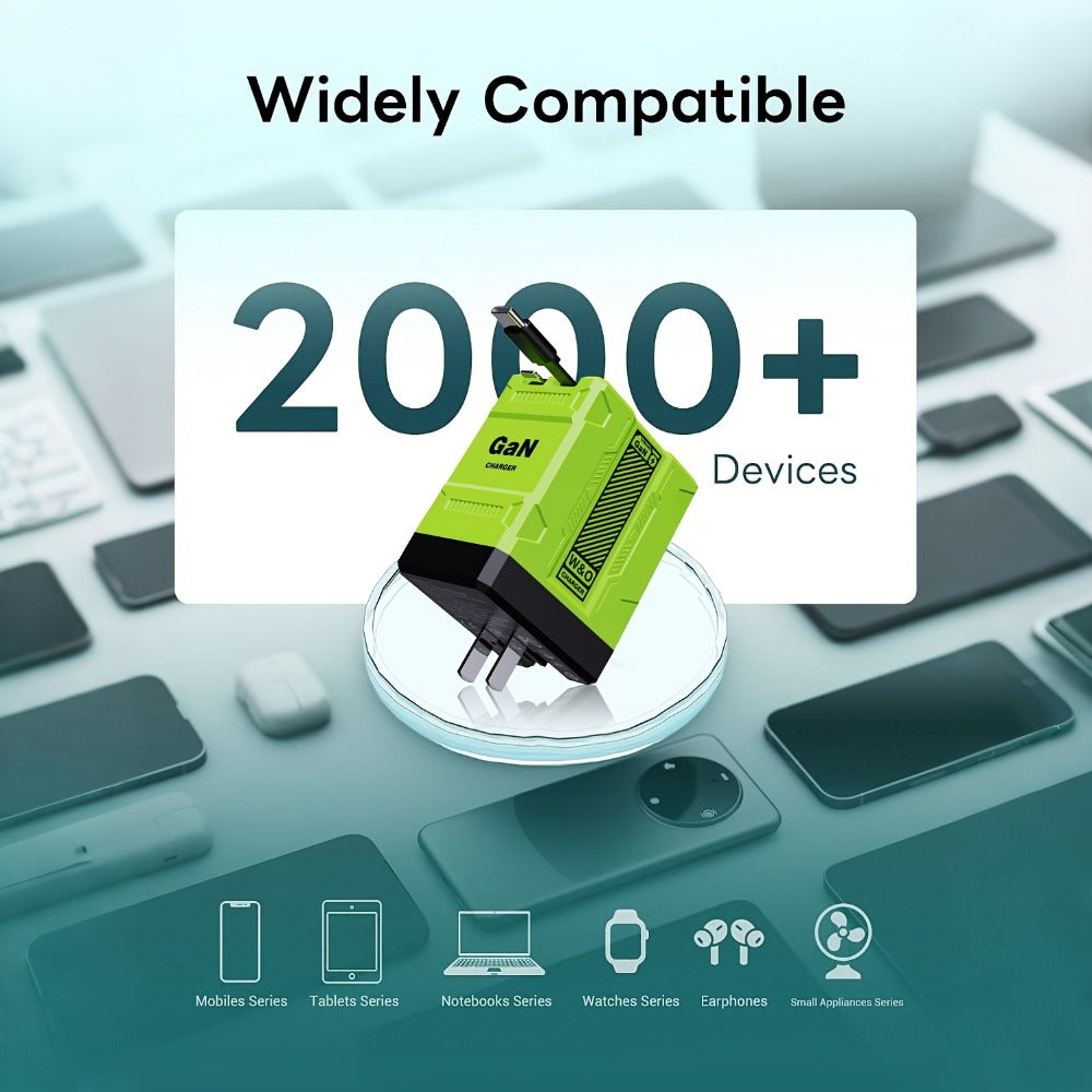 USB-C Wall Charger with Integrated Dual Cables in Single or Two-Piece Packs and Multiple Colors