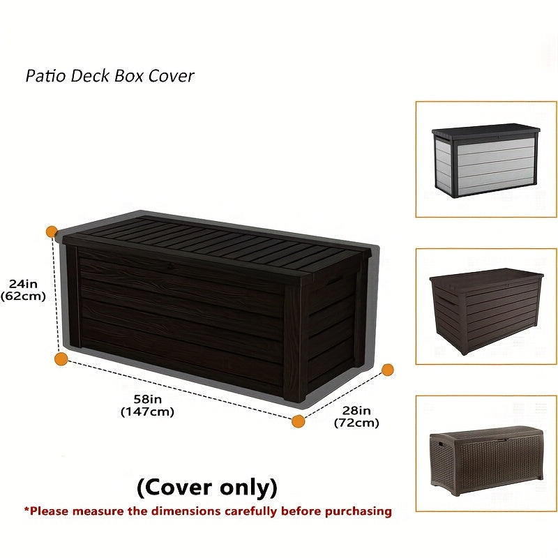 Deck Box Cover with Displayed 58 x 28 x 24-Inch Size, Black Rectangular Form and Double Zipper Opening
