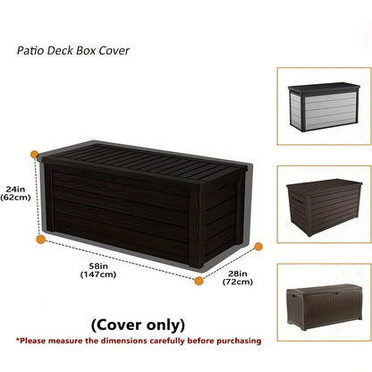 Deck Box Cover with Displayed 58 x 28 x 24-Inch Size, Black Rectangular Form and Double Zipper Opening