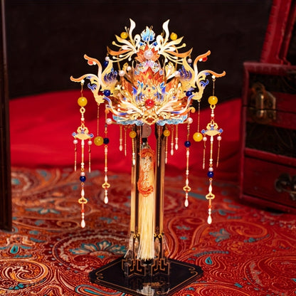 3D Metal Phoenix Crown Model Kit with Qingluan Ornament or Wutong Tree Display Bracket Checkout Options