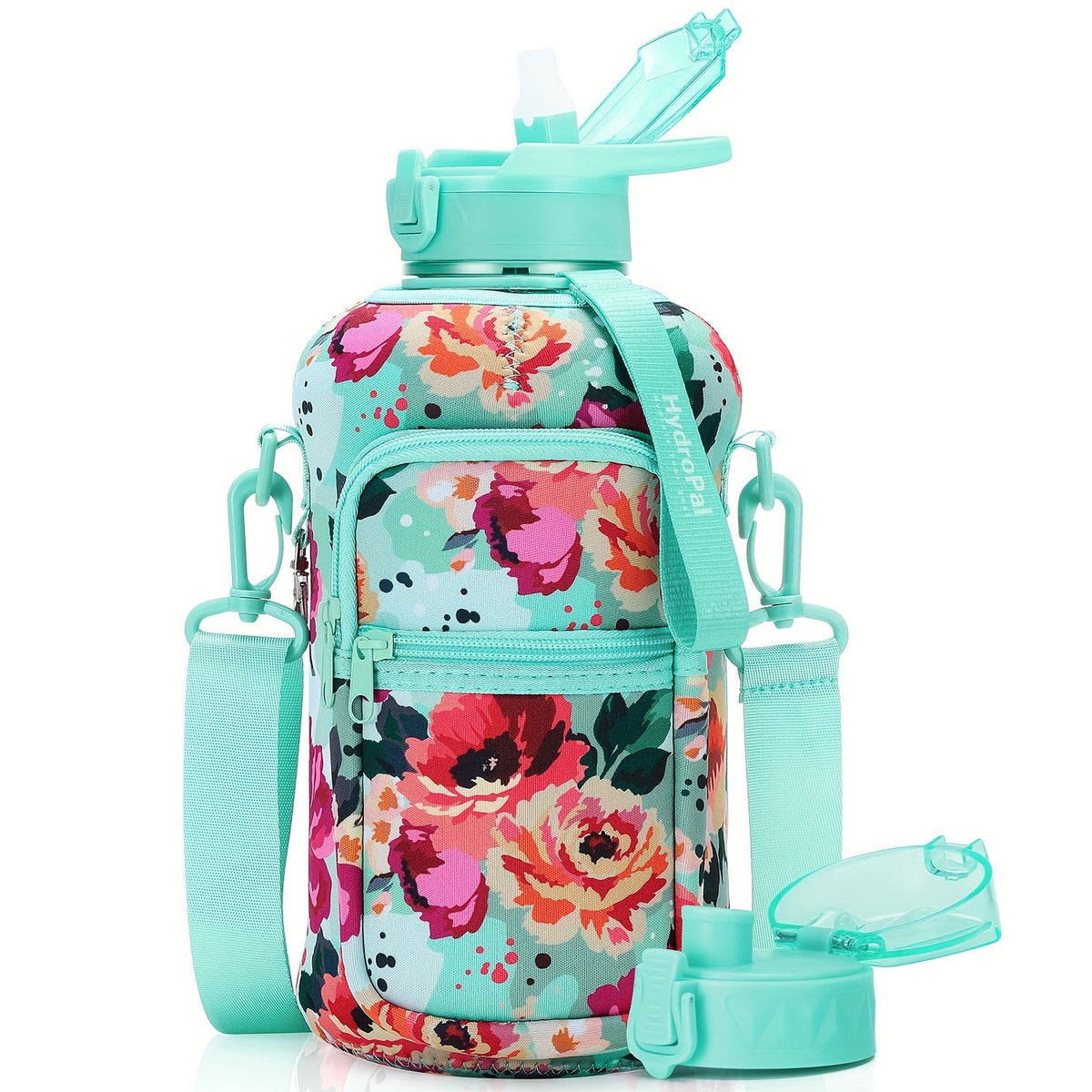 74oz Water Bottle Set with Two-Lid System, Storage Sleeve, Shoulder Strap and Five Sleeve Designs