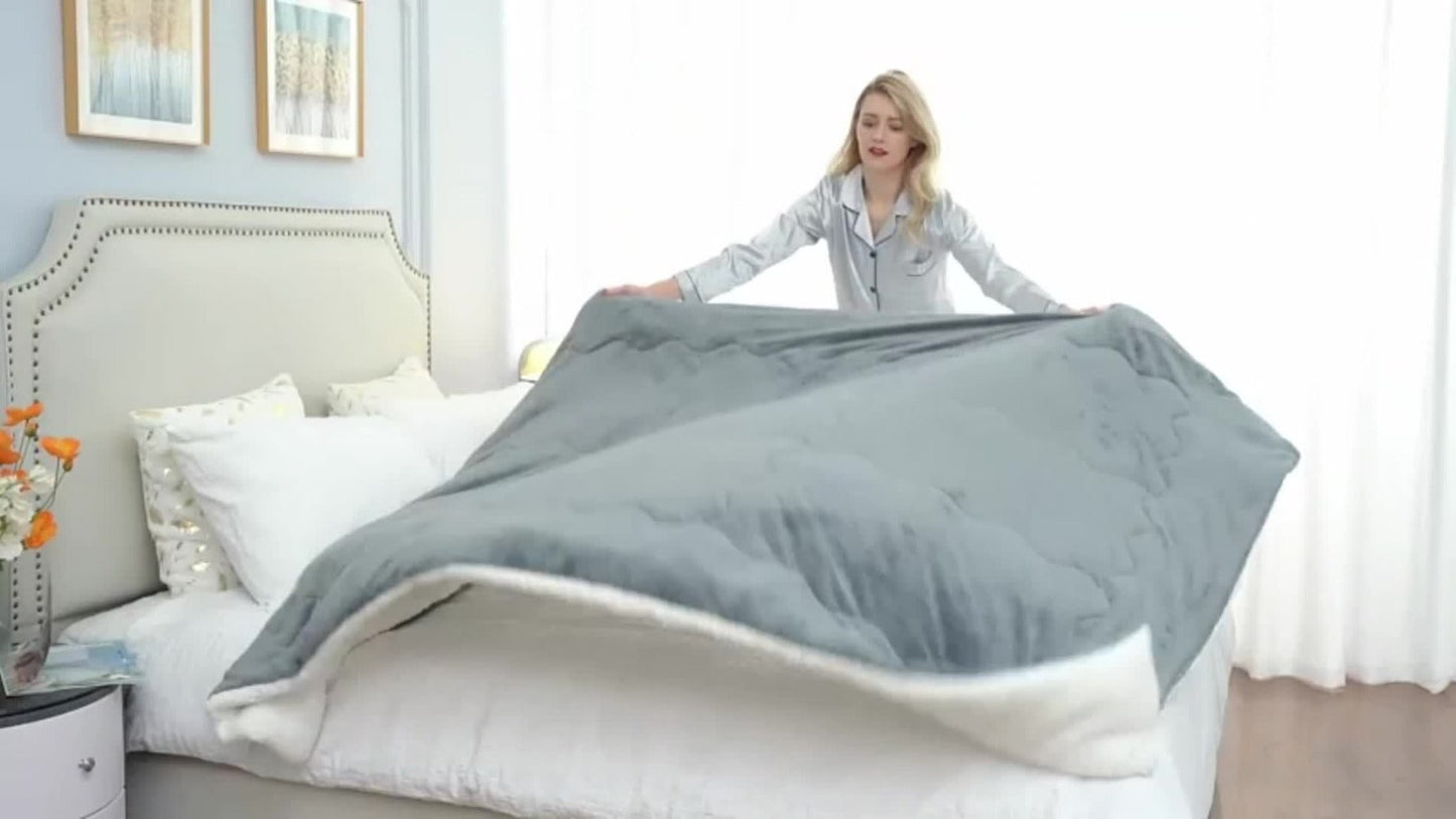Reversible Sherpa Fleece Comforter Set in 40 Size and Color Options for Twin XL, Full, Queen or King Beds