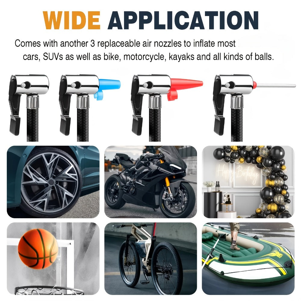 Portable Air Compressor 5200mAh – Wireless Rechargeable Tire Inflator with Digital Pressure Gauge for Car, Bicycle & Ball, Auto Shut-Off, USB Charging, Compact Cordless Air Pump
