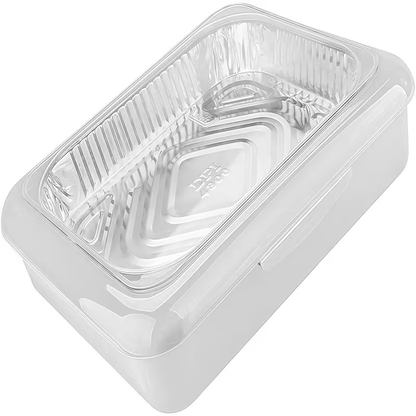 Foil Pan Carrier with Lid 2 in 1 Stackable Food Storage Set BPA Free Dishwasher Safe Portable Casserole Holder for Potluck BBQ Picnic Tailgate Meal Prep Party