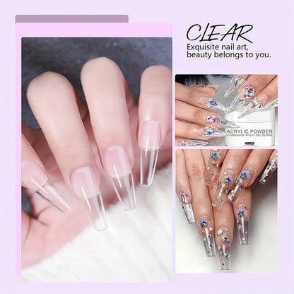 240g Acrylic Nail Powder Jar in Clear, Pink, Nude or White for Use with Compatible Acrylic Liquid
