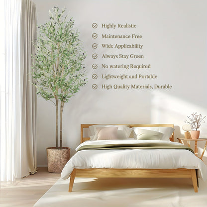 Artificial Olive Tree 4/5/6/7 Ft Tall Faux Potted Plant with Realistic Silk Leaves & Fruits for Living Room Home Decor Indoor Outdoor - Maintenance Free Decorative Tree Housewarming Gift