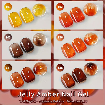 Gel Nail Polish Set with XEIJAYI Label, 6 Amber Aurora Magnetic Colors, 0.51oz Shades 101 to 138