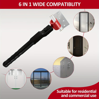 Six-in-One Door Hinge Gap Adjustment Wrench Set with Steel Bender Handle and Six Size Heads