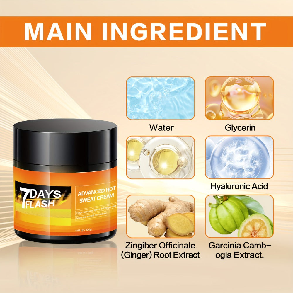 Body Cream 7DAYS FLASH 202g Jar with Glycerin, Hyaluronic Acid, Ginger Oil and Garcinia Cambogia Extract