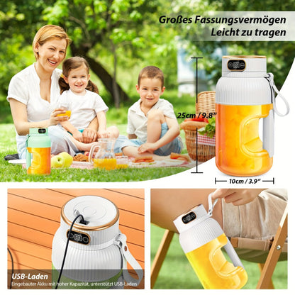 Portable Blender Cup with Top Digital Display, Integrated Side Grip, Travel Cover and Green or White Options