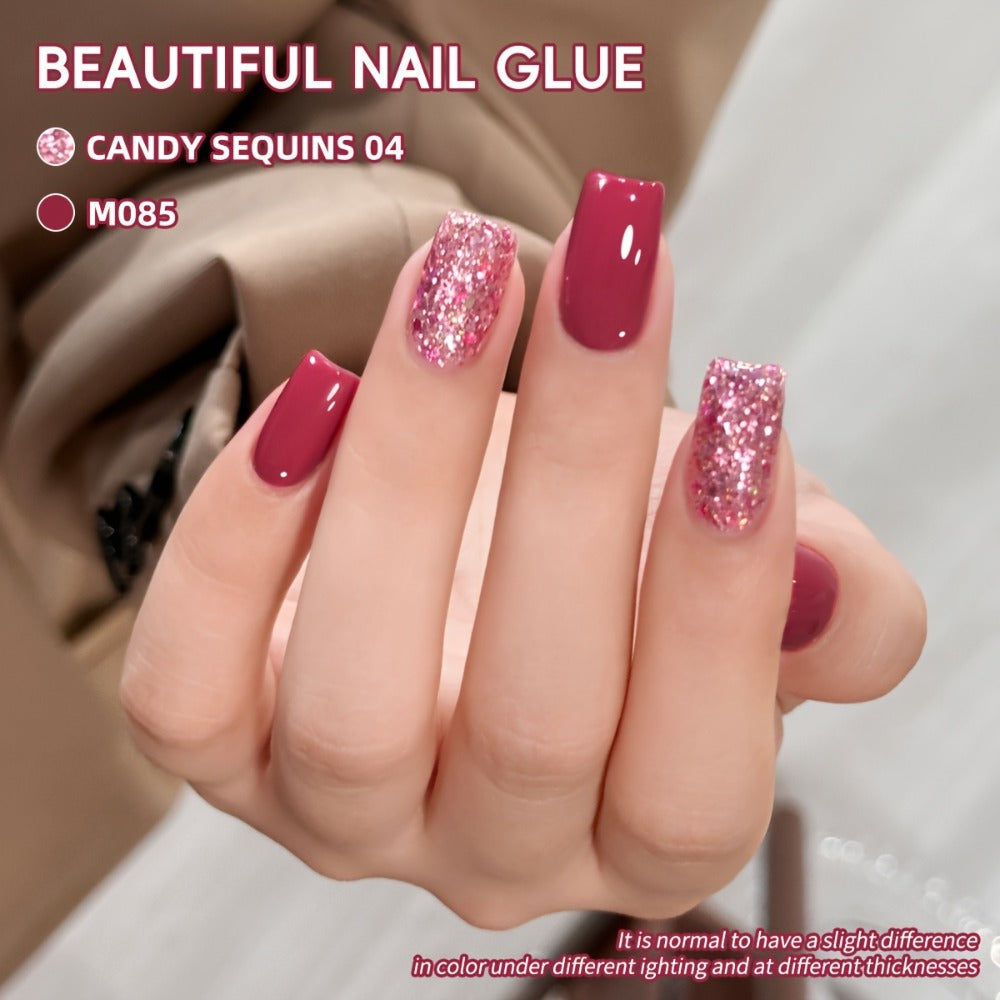 Gel Nail Polish Set with XEIJAYI Label, 2 Candy Holographic and Nude Pink Glitter Gel Colors