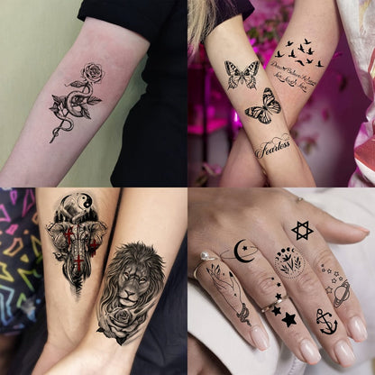 Christian Temporary Tattoos 68 Sheets Bulk Set | God Jesus Faith Prayer Peace Tribal Lion Eye Quote Designs | Waterproof Fake Tattoo Stickers for Men Women Adults | Half Arm Sleeve Body Art Pack