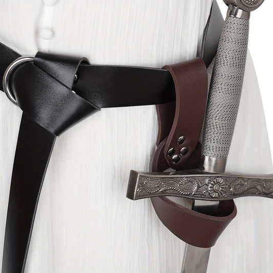 Costume Accessories Faux Leather Knife Sheath and Belt Options in Black or Brown for Medieval Outfits
