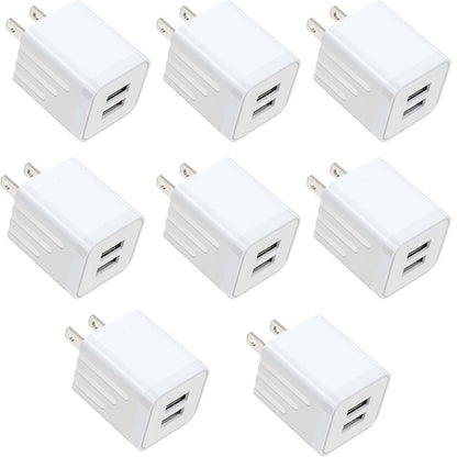 Dual Port USB Wall Charger 2.1A – JOZASHON 5V Cube Power Adapter Charging Block Brick for iPhone 16 15 14 13 12 11 Pro Max SE XS XR X 8 7 6 Plus, Samsung Galaxy, Android Phones (3-8 Pack)