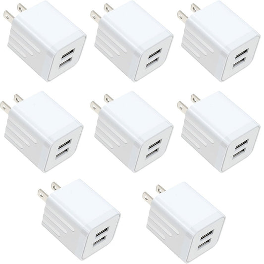 Dual Port USB Wall Charger 2.1A – JOZASHON 5V Cube Power Adapter Charging Block Brick for iPhone 16 15 14 13 12 11 Pro Max SE XS XR X 8 7 6 Plus, Samsung Galaxy, Android Phones (3-8 Pack)