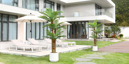 Artificial Palm Tree Outdoor 8FT & 10FT – Large UV Resistant Faux Tropical Palm Plant with Cement Base, Realistic Fake Golden Cane Palm for Patio, Poolside, Balcony & Indoor Home Office Decor
