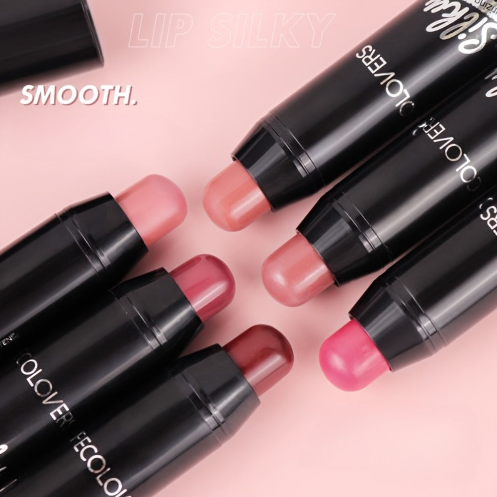 Lipstick Set, PECOLOVERS 6-Piece Cream Crayon Collection with Nude, Rose, Berry and Red Colors