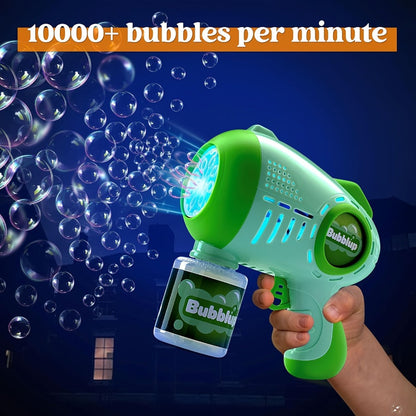 LED Light Up Bubble Gun 2 Pack with 4 Bottles Solution – 10-Hole Automatic Bubble Shooter 10000+ Bubbles Per Minute for Kids Adults, Summer Outdoor Party Easter Birthday Gift Favor