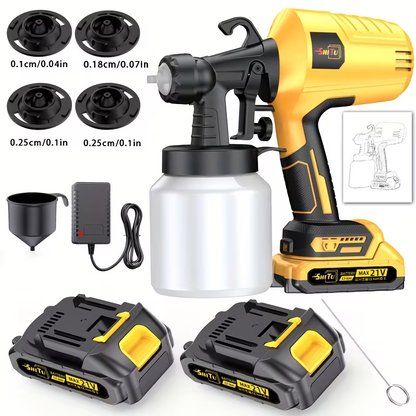 Electric Paint Sprayer Cordless Rechargeable 500ml HVLP Spray Gun Adjustable Modes for Walls Wood Cars Furniture Decks Indoor Outdoor