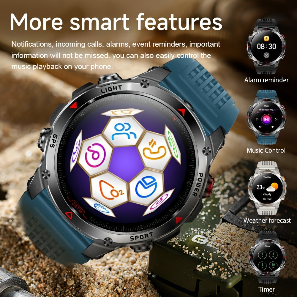 Smart Watch 1.46-Inch Round GPS Display with 3ATM Rating, Wireless Calling and Eight Strap Styles